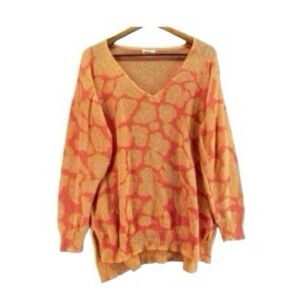 Andthewhy Orange and Red Patterned Women's Sweater